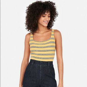 EXPRESS Yellow striped tank top body suit